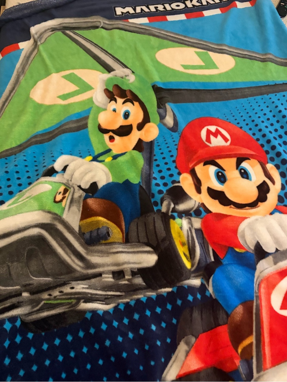 MarioKart Mario Kart Cart Fleece Plush Throw Blanket 58” x 42”